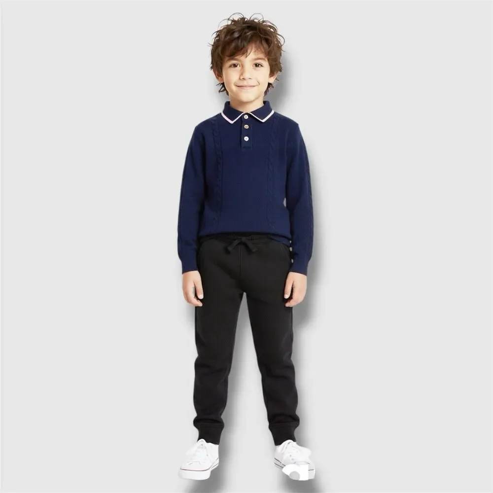 Boys Fleece Jogger Pants Size XS 4-5 Years Sweatpants Black NWT
